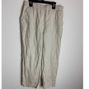 Quince Linen Pants Women's Medium Beige Elastic Waist Casual Lightweight